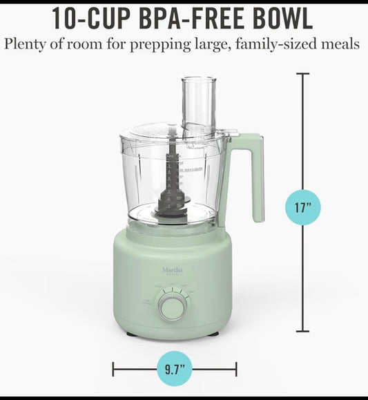 New Other Martha Stewart 10-Cup Food Processor, Honeydew Green