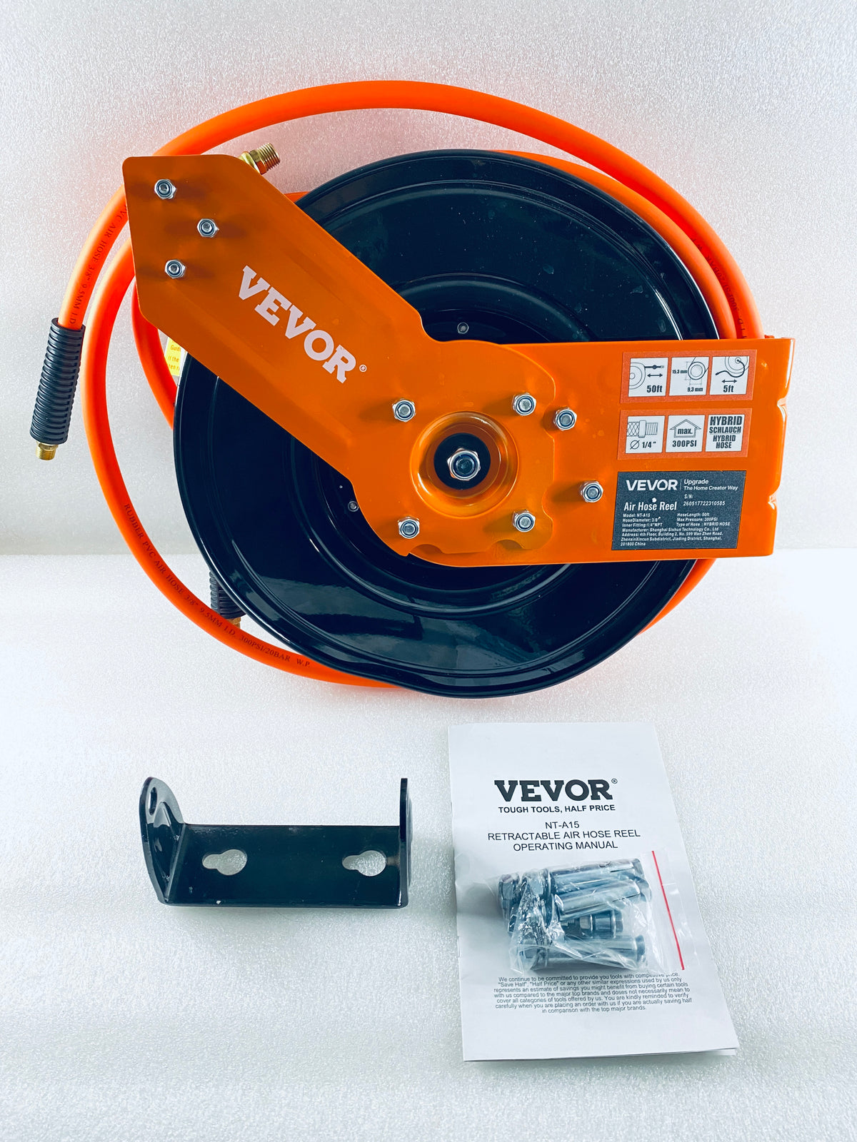 New Other VEVOR Retractable Air Hose Reel 3/8” x 50’ Hybrid Air Hose Max 300PSI