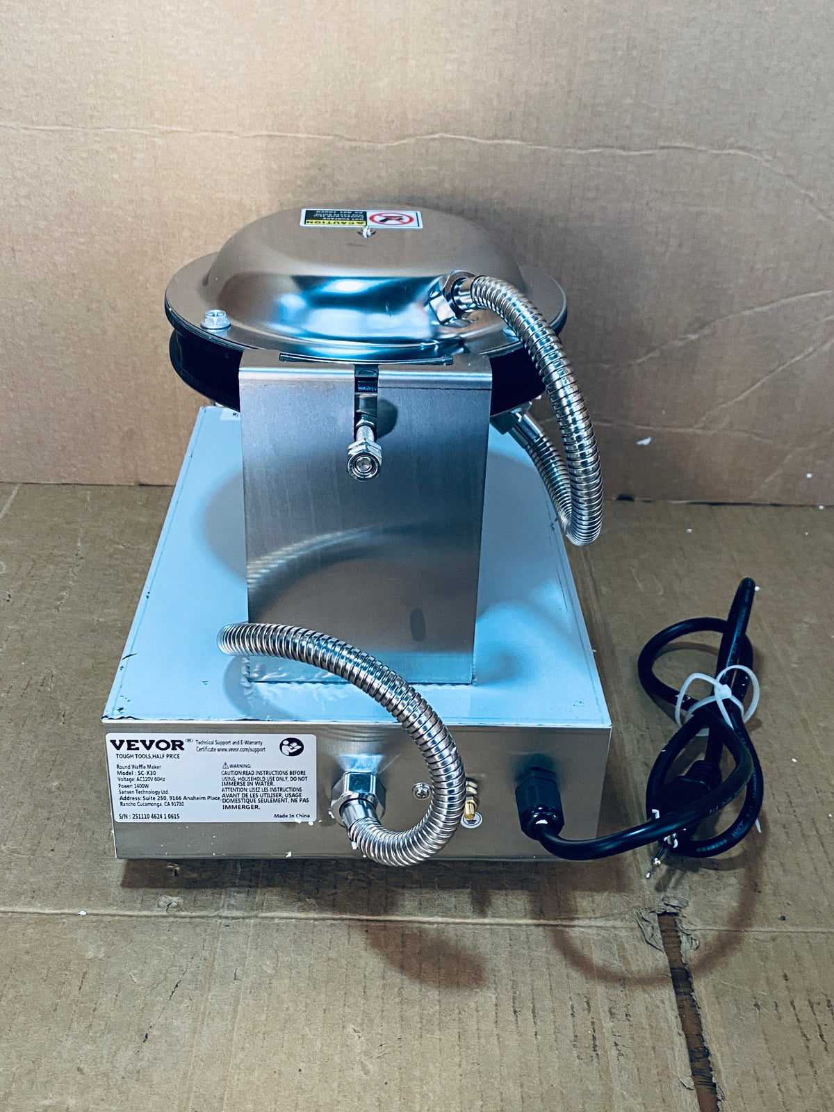 New Open Box VEVOR Commercial Electric Waffle Maker 30 Pcs, Stainless Steel