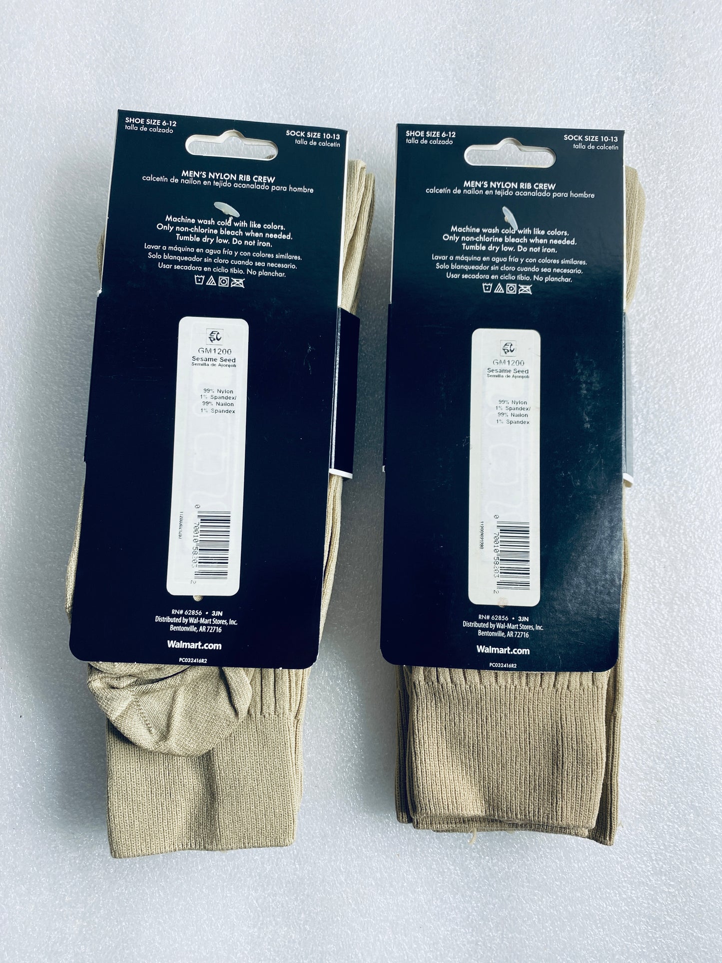lot Of 2 New – George Nylon Rib Crew Socks, Shoe Size 6-12, 6 Pairs Total