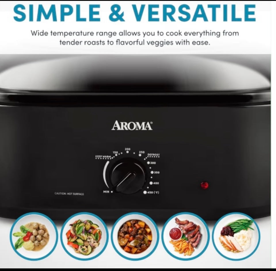 New Other Aroma Large 18-Quart Roaster Oven, Black
