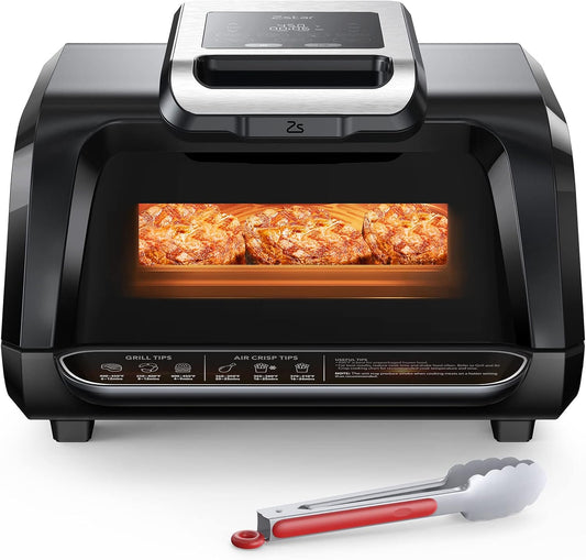 New Other Zstar 7-in-1 Indoor Air Fryer Grill Combo, GZ01, Black With Tongs