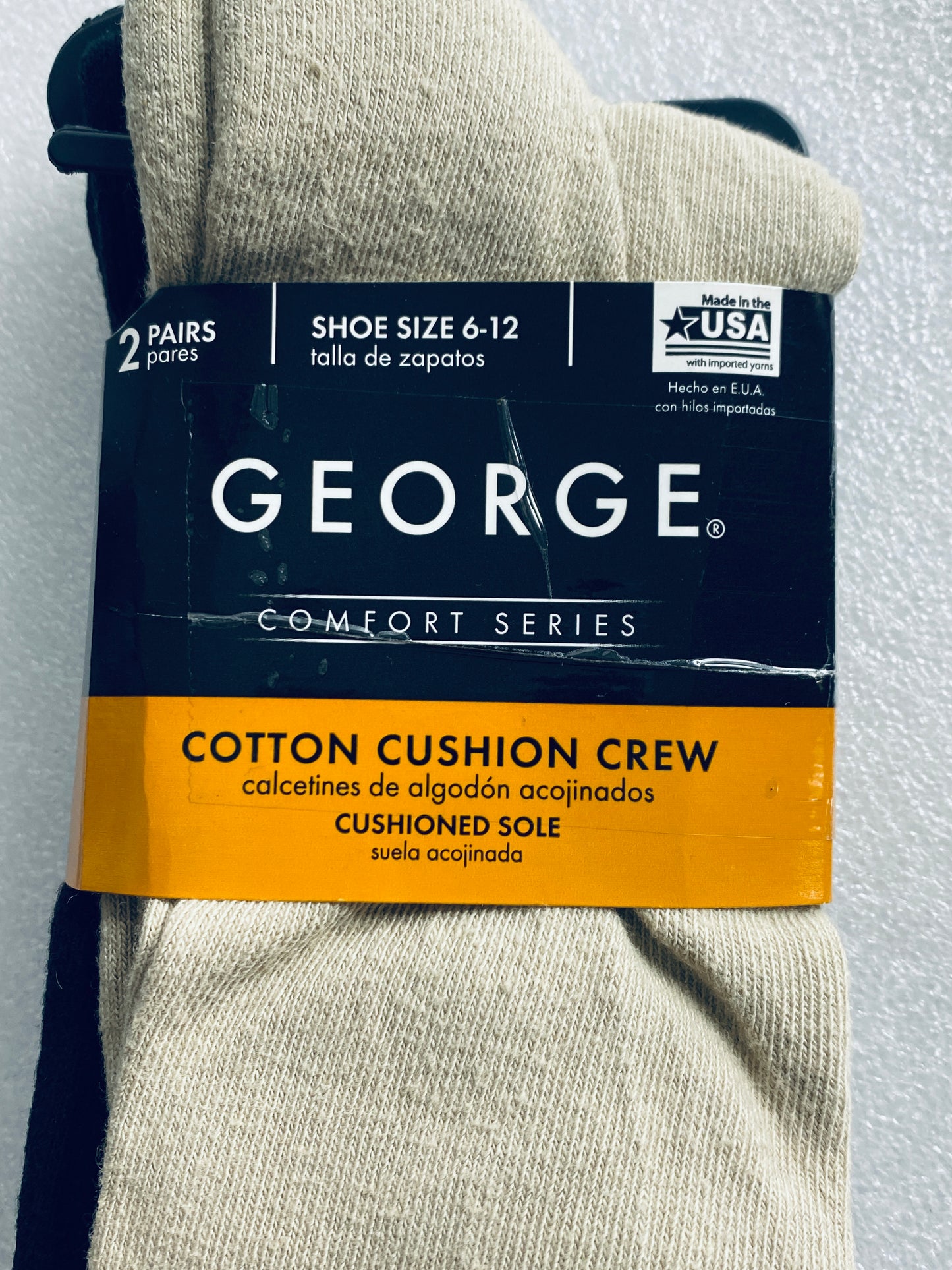 lot Of 2 New–George Cotton Crew & Cotton Cushion Crew Socks, Size 6-12, 5 Pairs