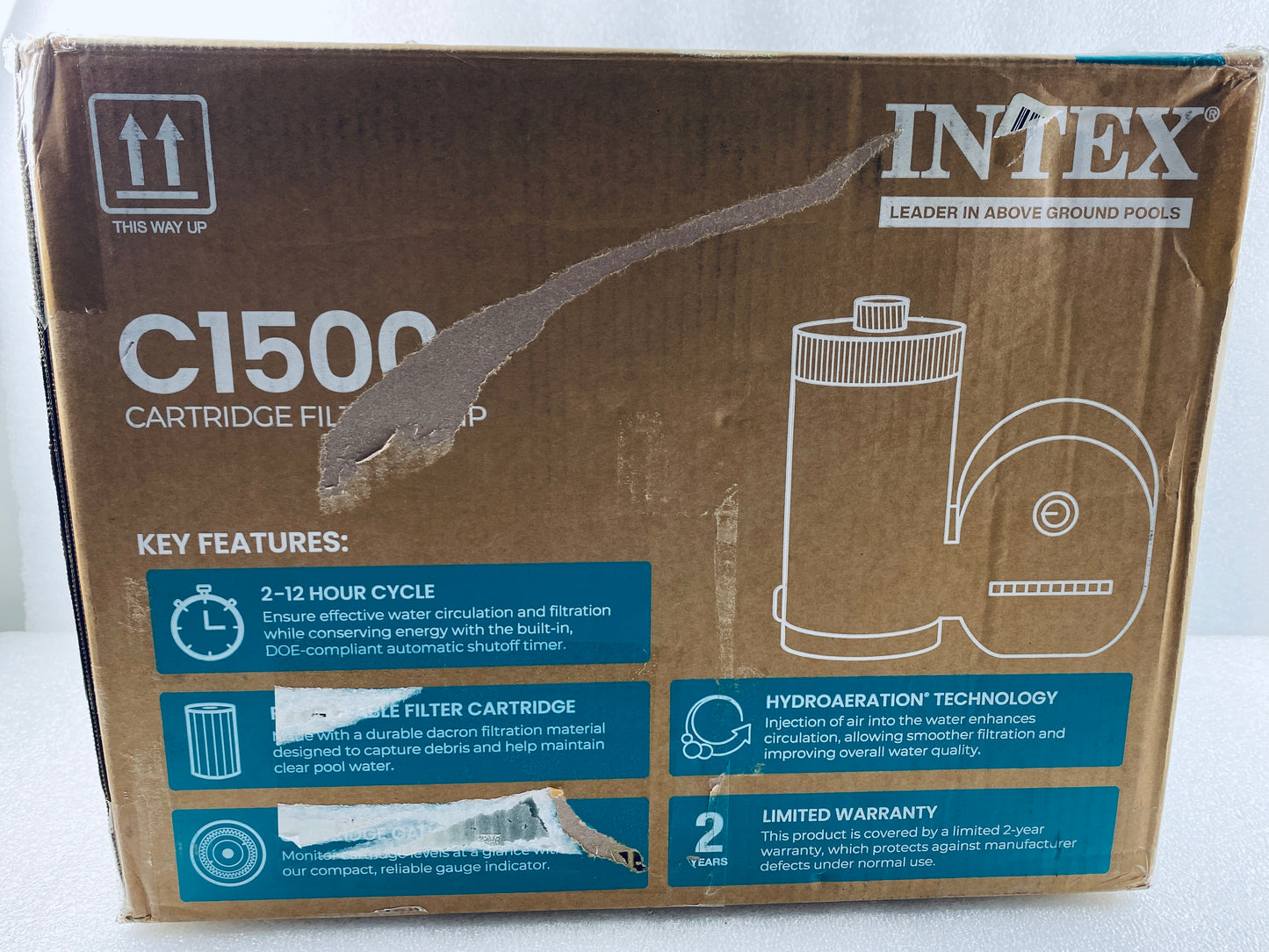 New Other INTEX Krystal Clear 1,500 GPH Cartridge Filter Pump, Above Ground Pool