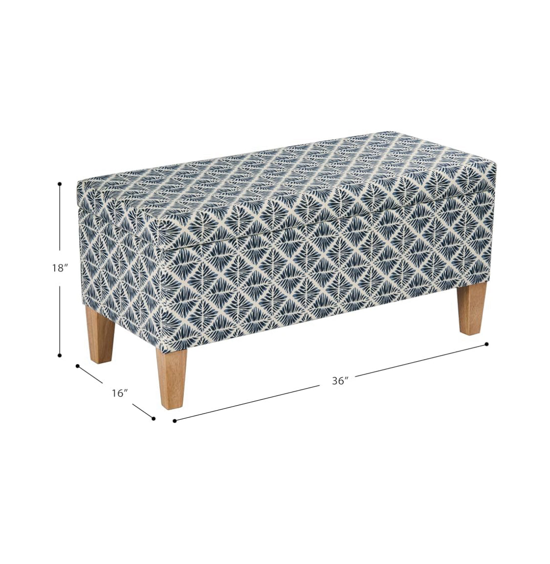 New Other HomePop 36" Decorative Storage Bench, Blue Geometric Pattern