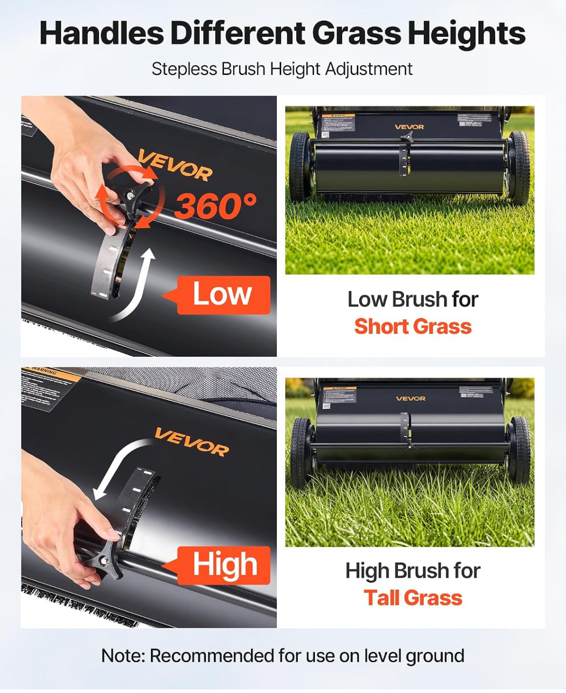 New Other Vevor Push Lawn Sweeper 26” Leaf & Grass Collector, Rubber Wheels
