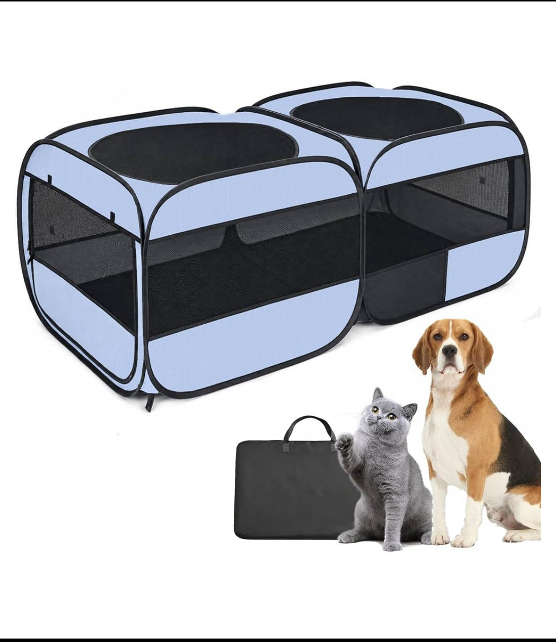 Like New EighteenTek 73” 2-in-1 Pop Up Dog/Cat Playpen, Grey