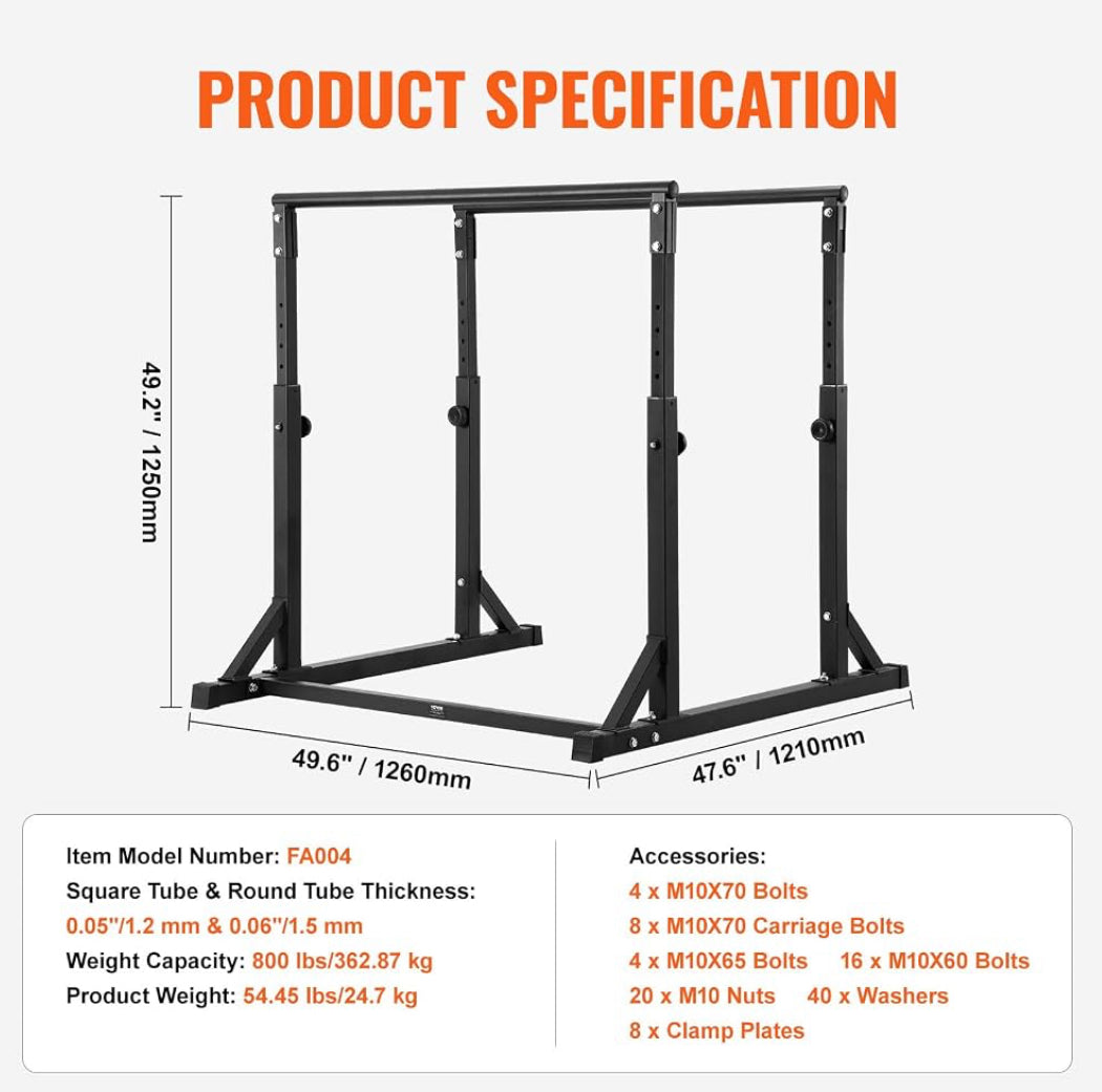 New Other VEVOR 800lb Capacity Heave Duty Dip Bar Stand With Adjustable Height