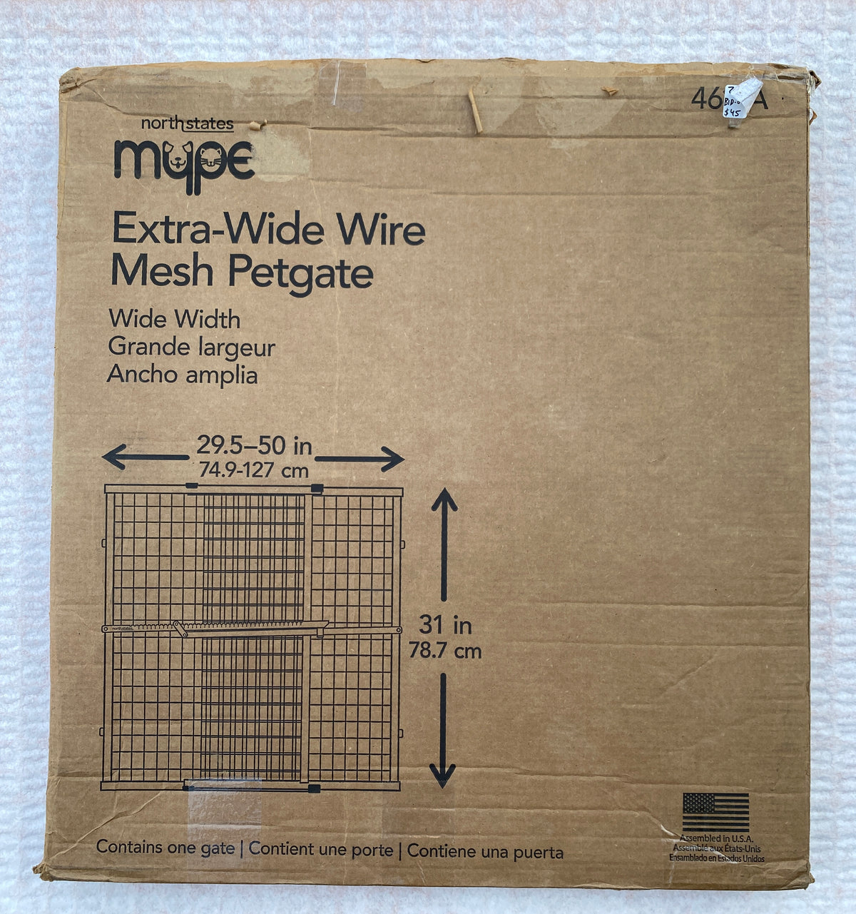 New Other MYPET 29.5"-50" Wide & 31” Tall Wire Mesh Pressure Mounted Dog Gate