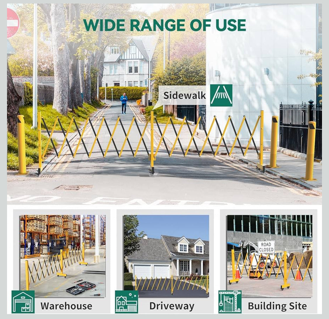 New Other YITAHOME 16ft Metal Expandable/Foldable Barricade Gate With Castors