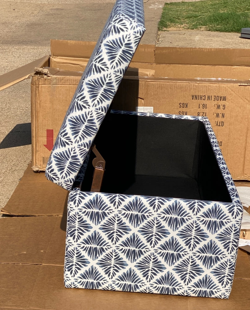New Other HomePop 36" Decorative Storage Bench, Blue Geometric Pattern