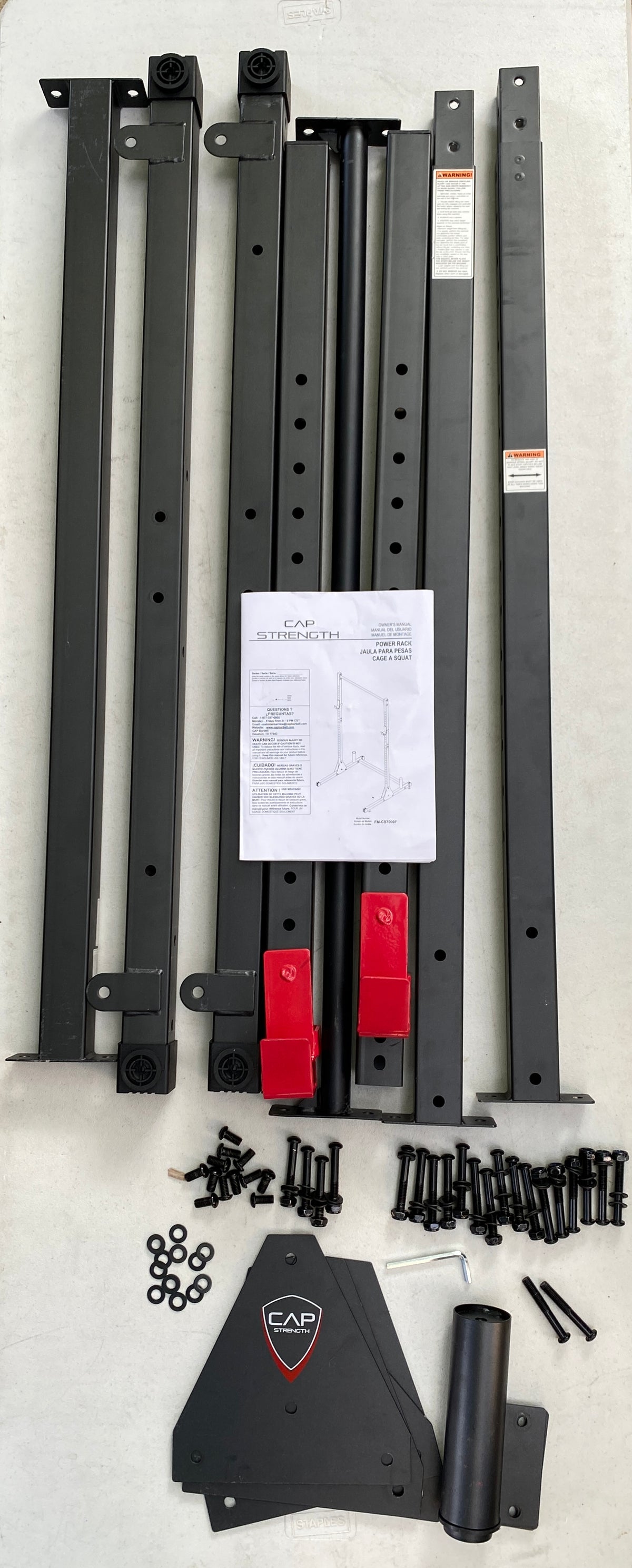 CAP Barbell Multi-Functional Power & Squat Rack With Bar Holder, Black/Red