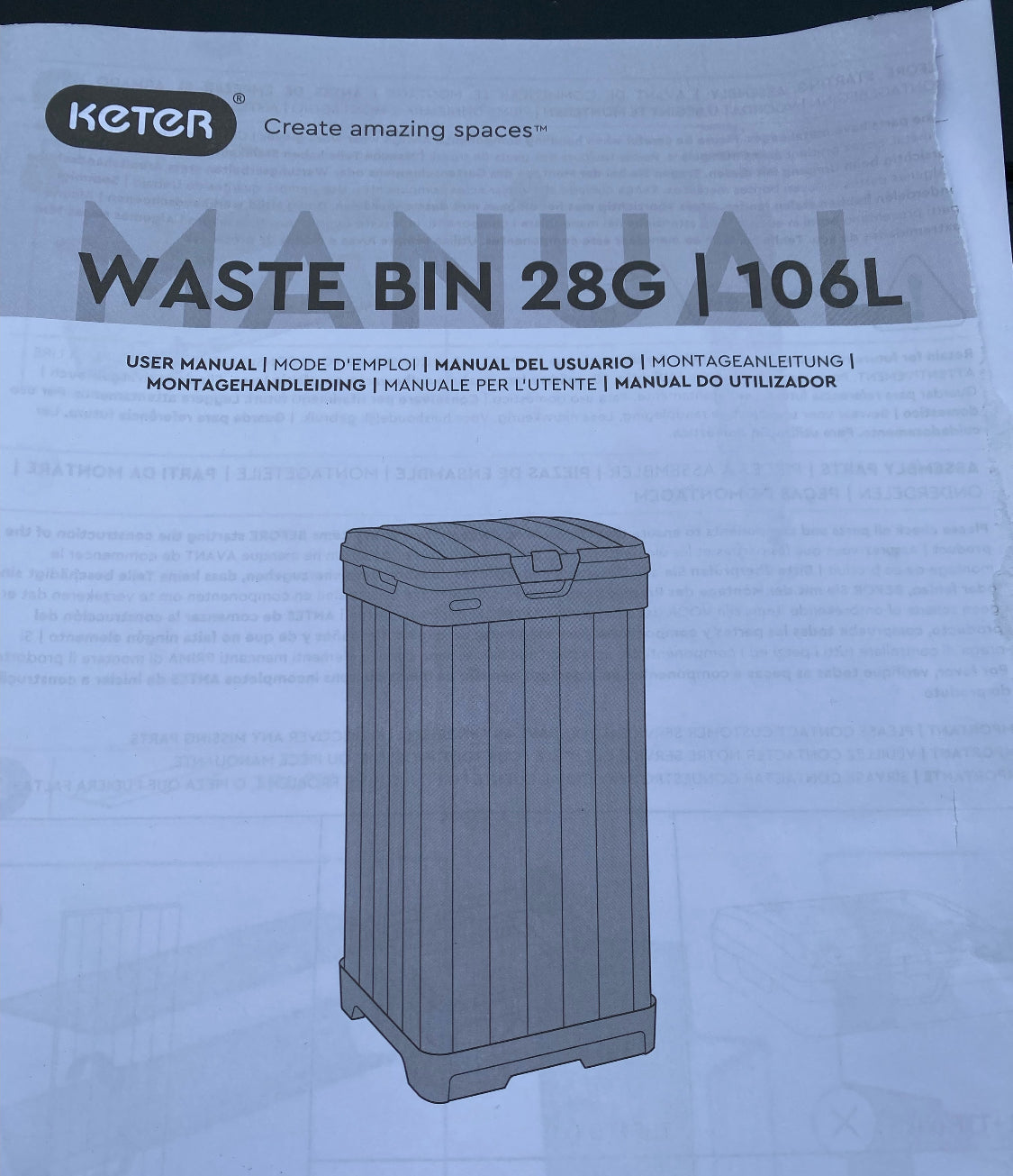 New Other Keter Baltimore Resin 38 Gallon Outdoor Trash Can With Lid & Drip Tray