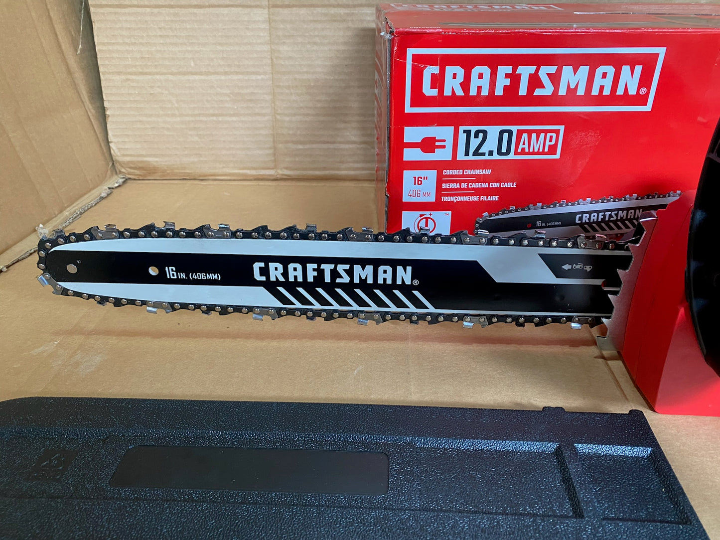 CRAFTSMAN 16" 12 Amp Electric Corded Chainsaw, Red/Black