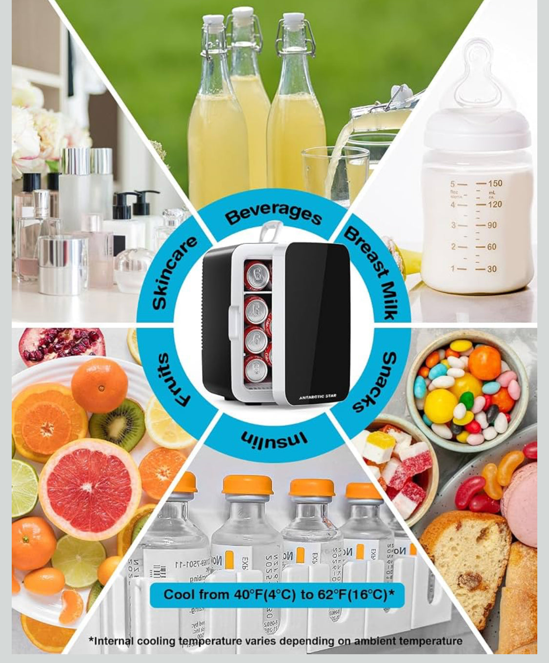 New Other Antarctic Star Compact Portable 10L 2.6 Gal Mini Refrigerator, Black