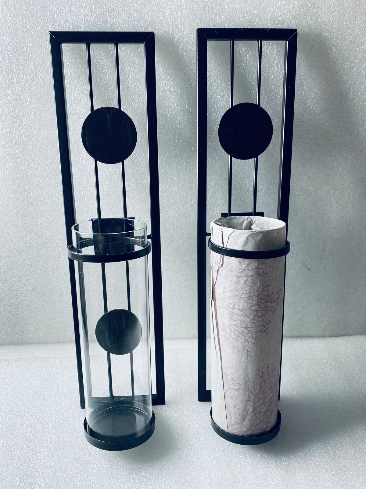 Set Of 2 – New Danya B Contemporary Iron & Glass Wall Sconces For Pillar Candles