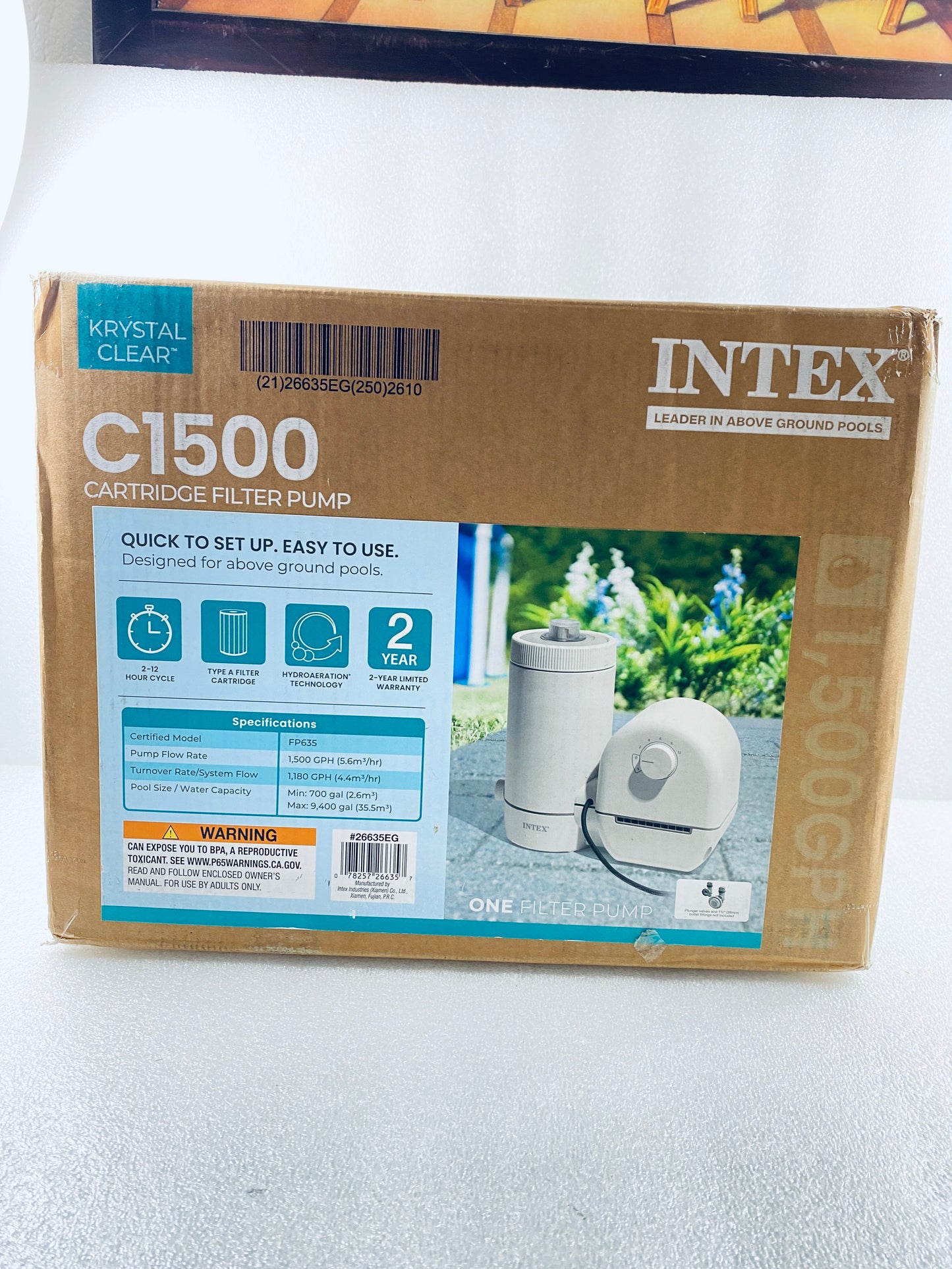 New Other INTEX Krystal Clear 1,500 GPH Cartridge Filter Pump, Above Ground Pool