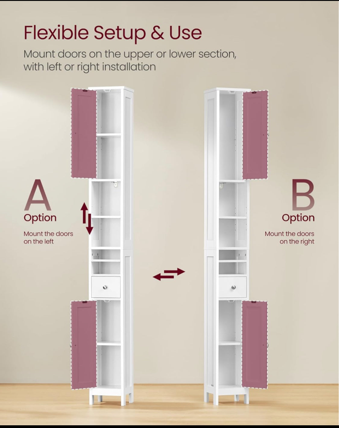 New Other VASAGLE 70.9” Tall Freestanding Floor Storage Cabinet, Cloud White