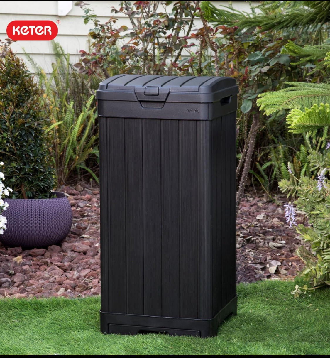 New Other Keter Baltimore Resin 38 Gallon Outdoor Trash Can With Lid & Drip Tray