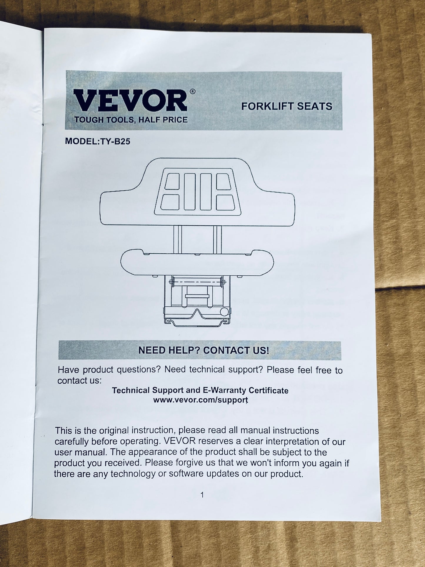 New Other VEVOR Universal Adjustable Forklift/Tractor Seat With Micro Switch, Black