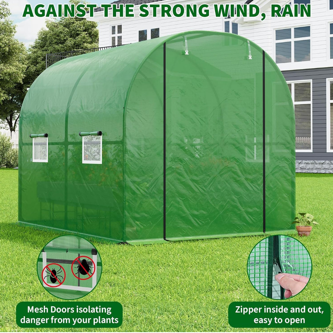 New Other IdealHouse Walk-in Greenhouse For Outdoors, 8.2’ x 6.6’ x 6.6’, Green