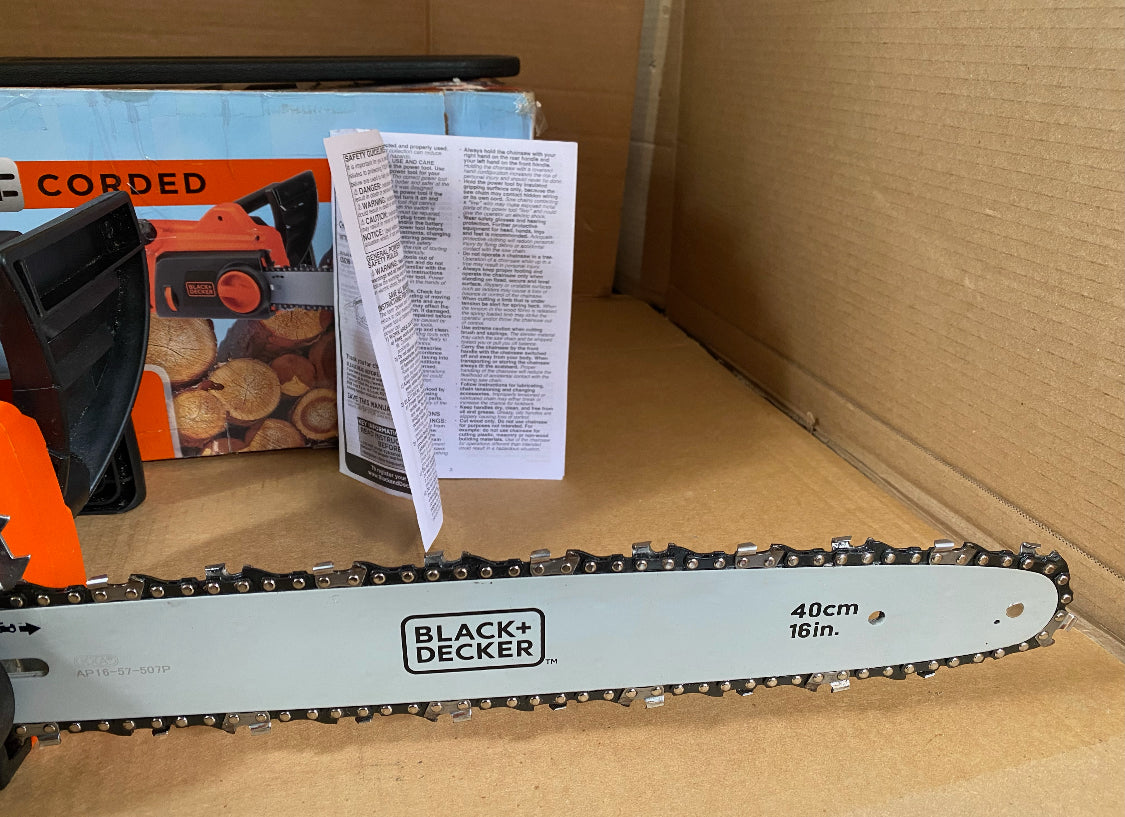 Like New BLACK+DECKER 12 Amp 16 in. Corded Electric Chainsaw, Black/Orange