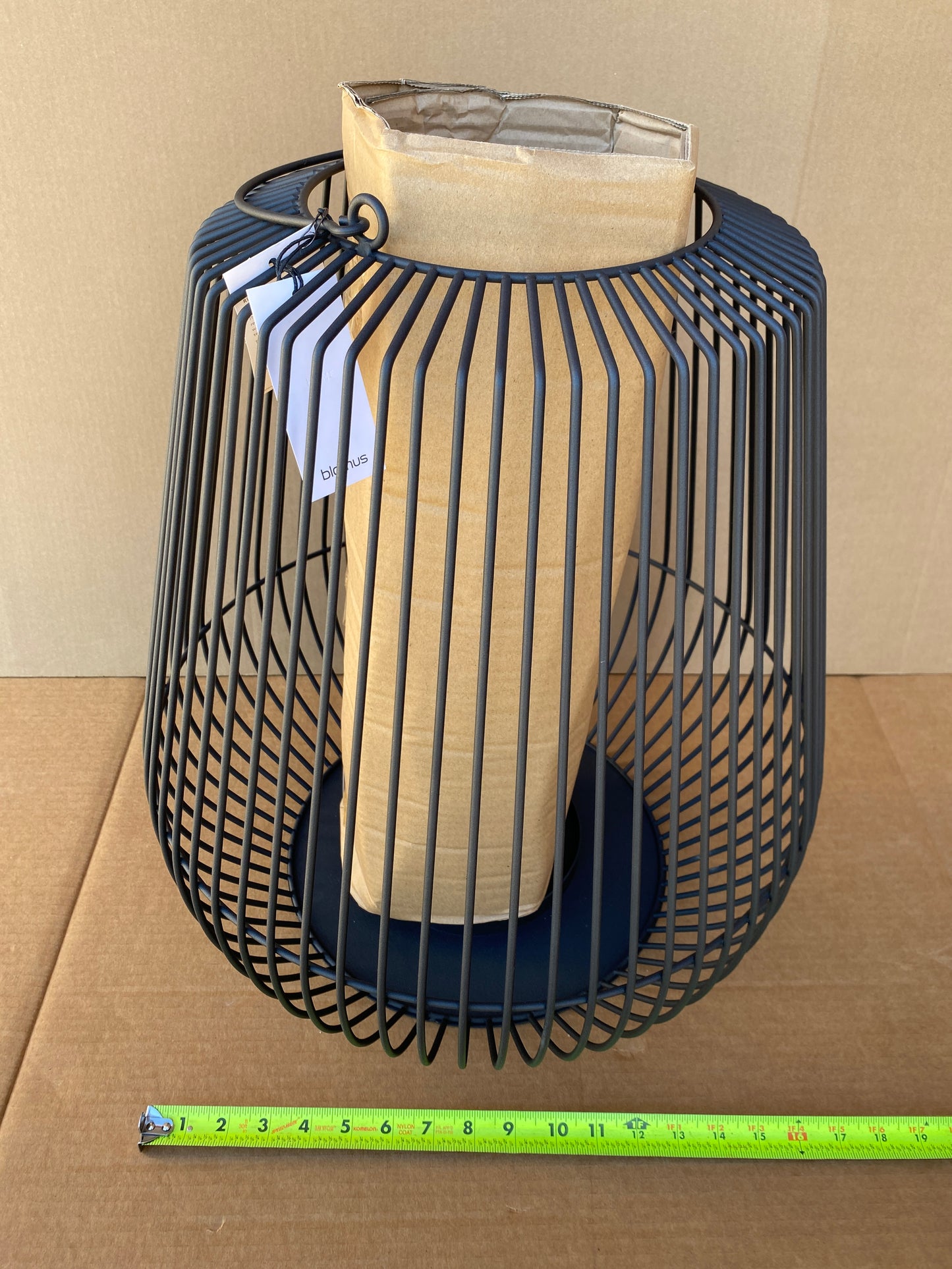 New - Blomus 18” W x 21” H 65757 Nidea Iron Lantern, Matte Black Textured