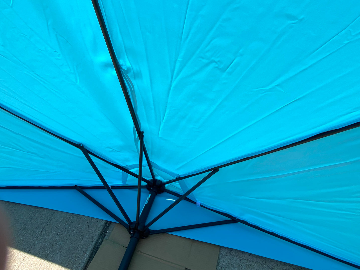 New Other Pure Garden Outdoor Half 9’ Patio Shade With Easy Crank & Tilt, Aqua Blue