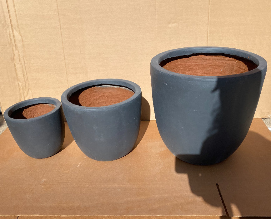 Set Of 3 - New Other Kante 18",14",10" Dia Concrete Round Planters, Dark Gray