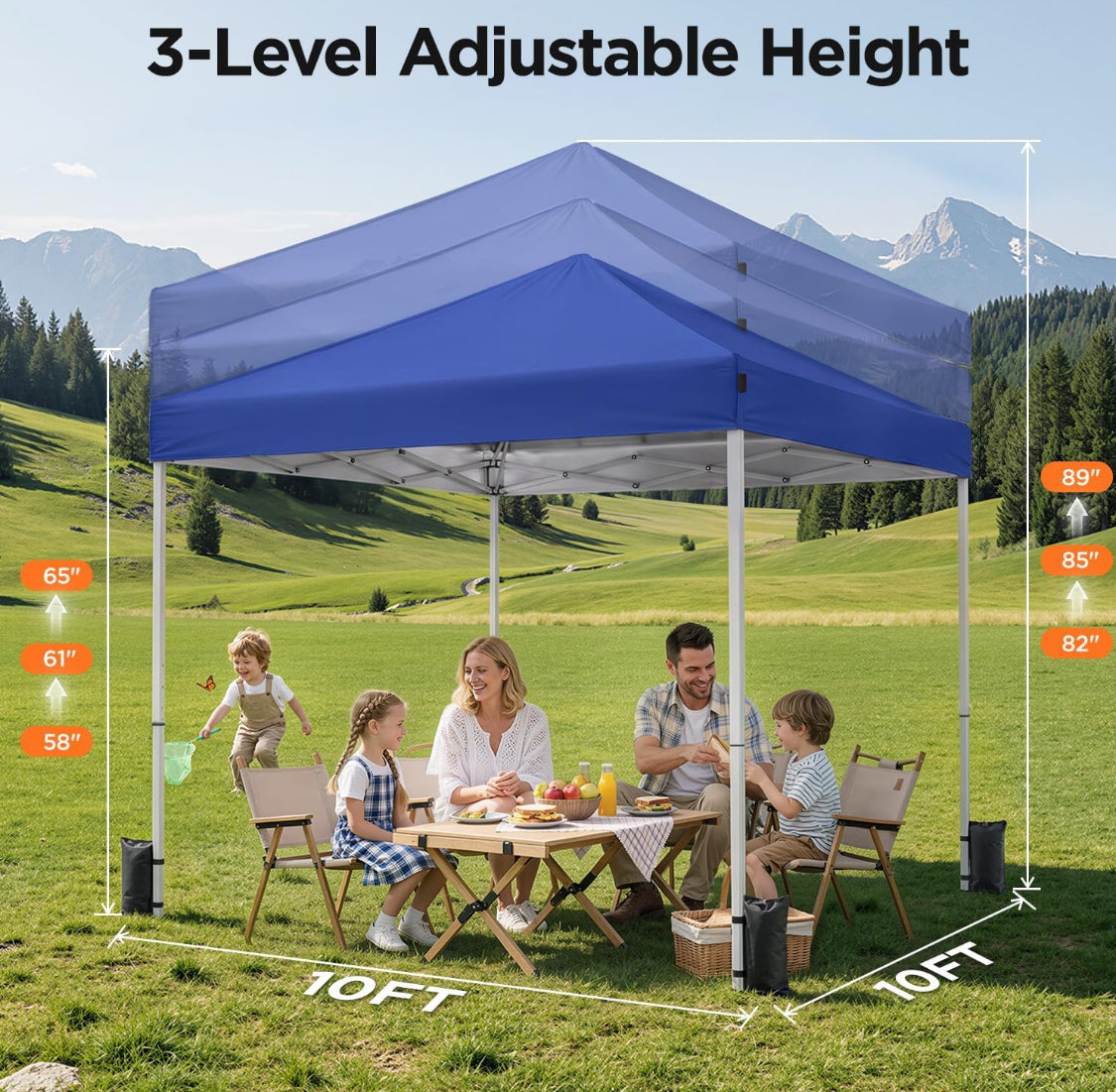 New Open Box Driftalia 10x10 Pop Up Canopy Tent, One-Push Center Lock, Blue
