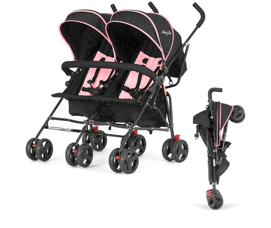 New Other Dream On Me Volgo Side-by-Side Baby Stroller With Adjustable Canopy