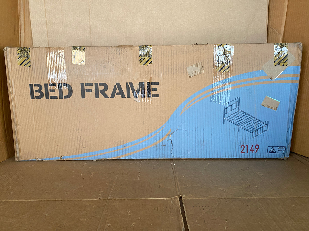 New Open Box Vecelo Victorian Heavy-Duty Metal Twin Platform Bed With Headboard