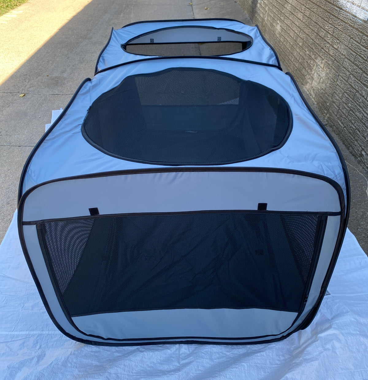Like New EighteenTek 73” 2-in-1 Pop Up Dog/Cat Playpen, Grey