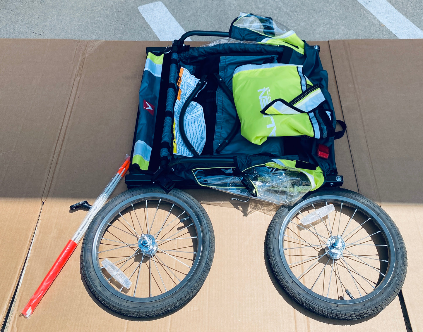 Allen Sports Deluxe Steel 2 Child Bike Trailer, Green
