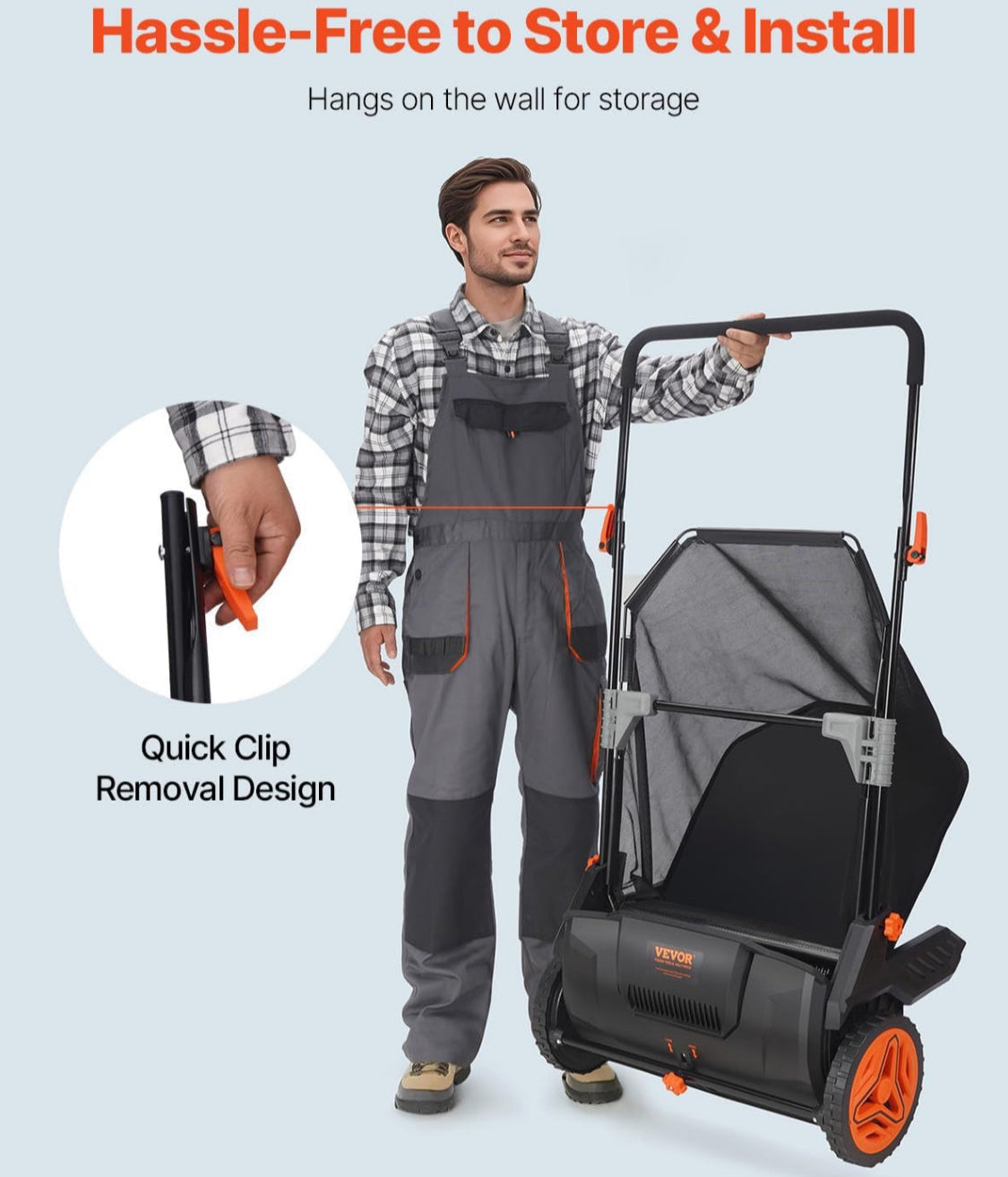 New Other VEVOR Push Lawn Sweeper 21" Leaf/Grass Collector 3.5 cu ft. Hopper Bag