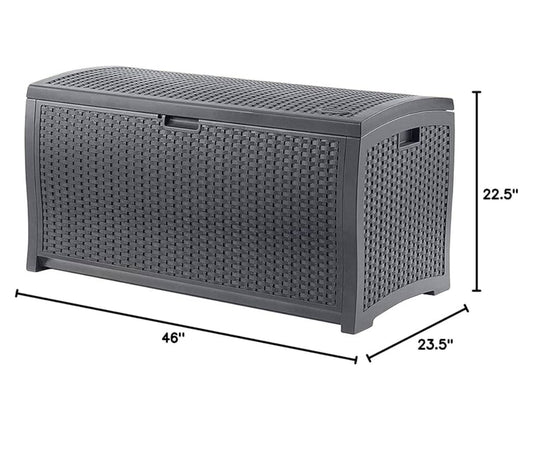 New Other Suncast 73 Gallon Outdoor Resin Wicker Deck Box With Lockable Lid