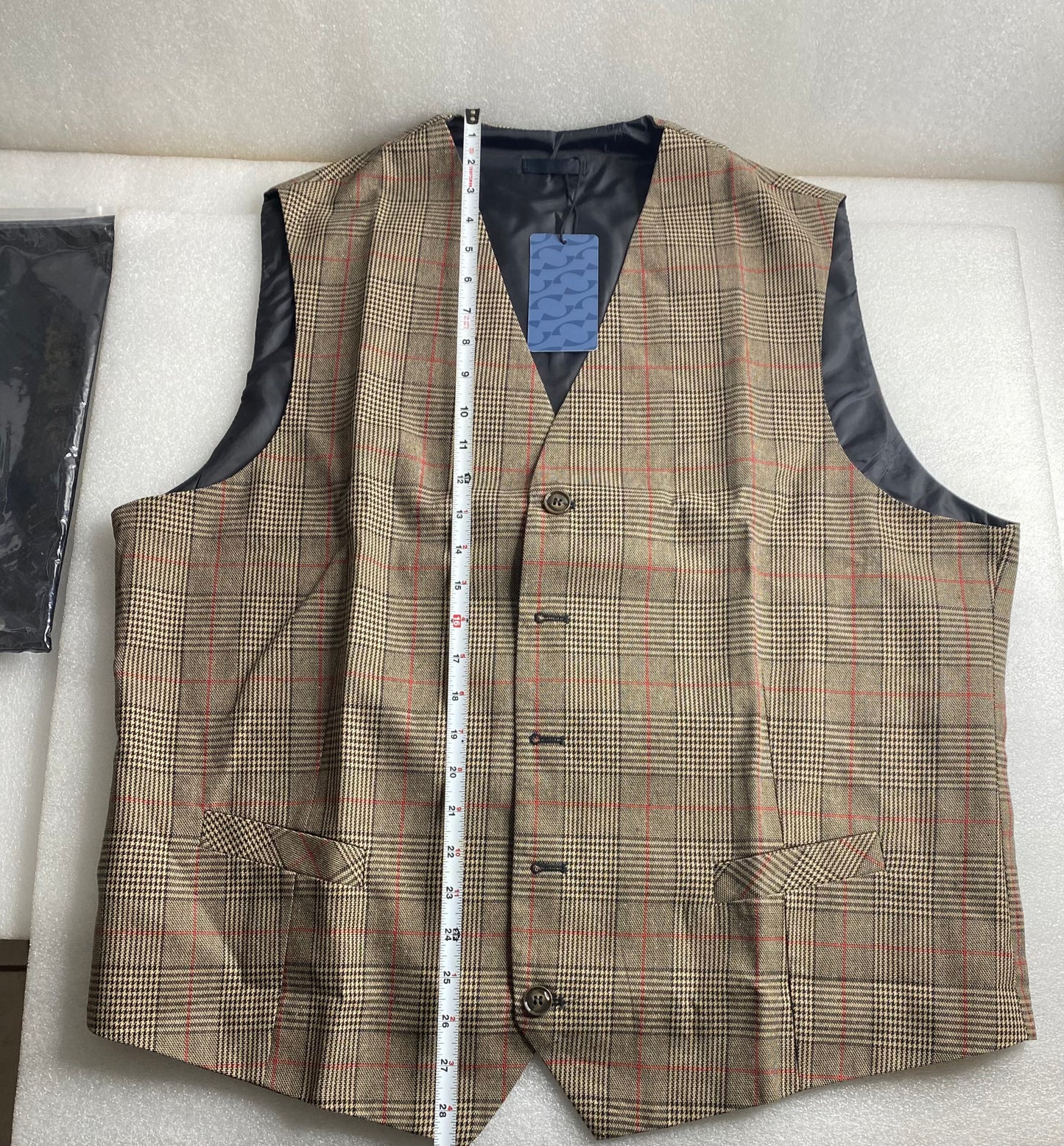 New Cloudstyle Men's Vintage Suit Vest Plaid Tweed Casual Waistcoat Marron 2XL