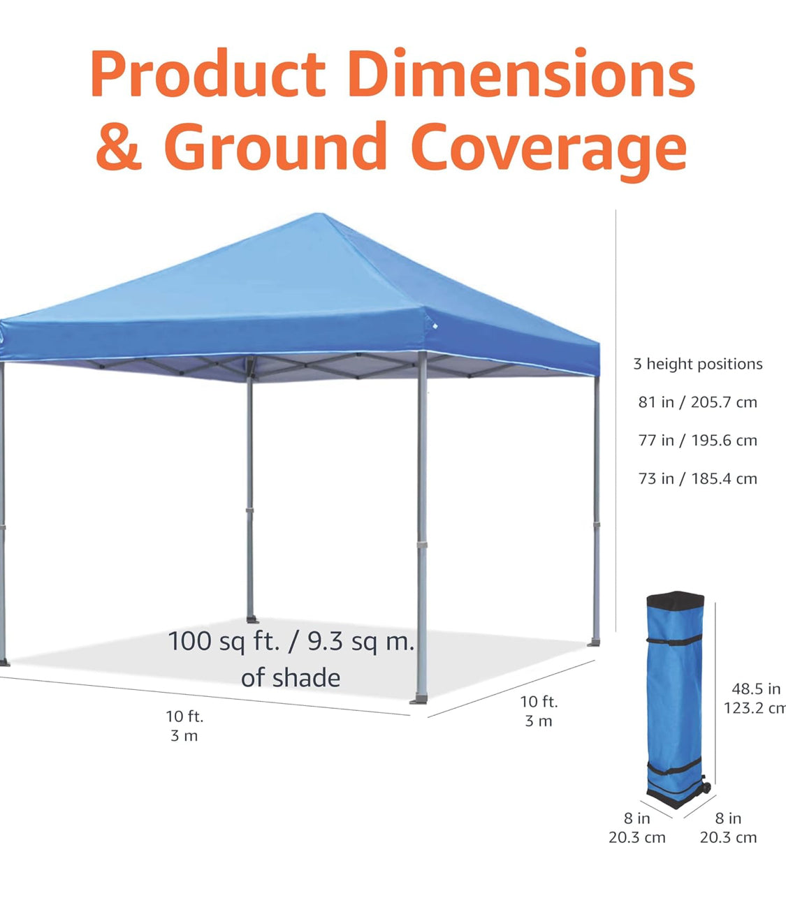 Like New Amazon Basics Portable Outdoor 10’x10’ Pop Up Canopy Tent W/ Carry Bag