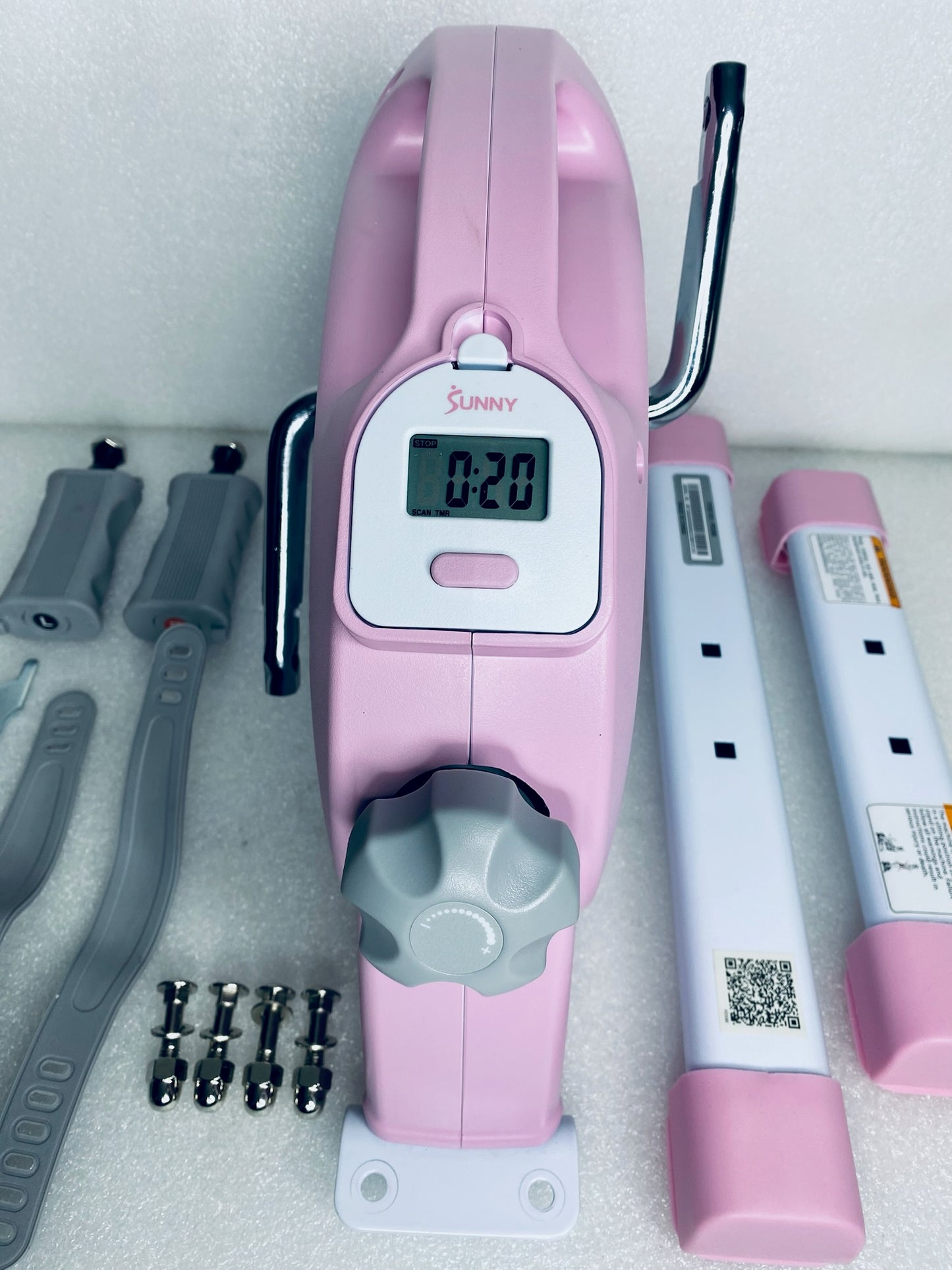 New Other Sunny Health & Fitness Under Desk Smart Mini Exercise Bike, Pink/White
