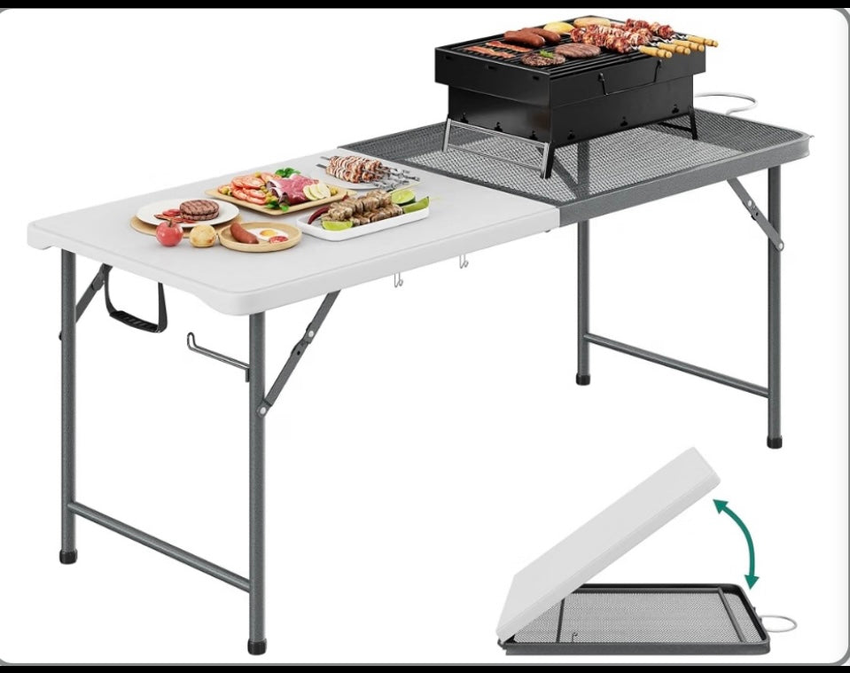 YITAHOME 2-In-1 Metal & Plastic Folding Table For Outside Grilling - (READ)