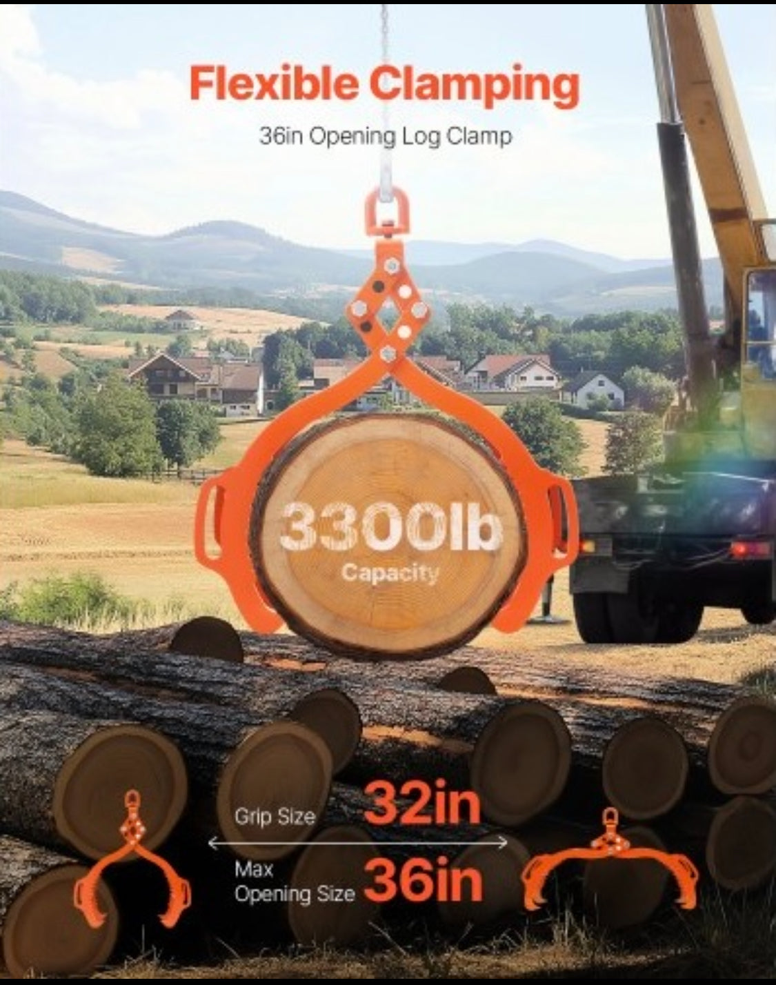 New Other VEVOR 36” 4-Claw Log Lifting Tongs With 3300LBS Lifting Capacity