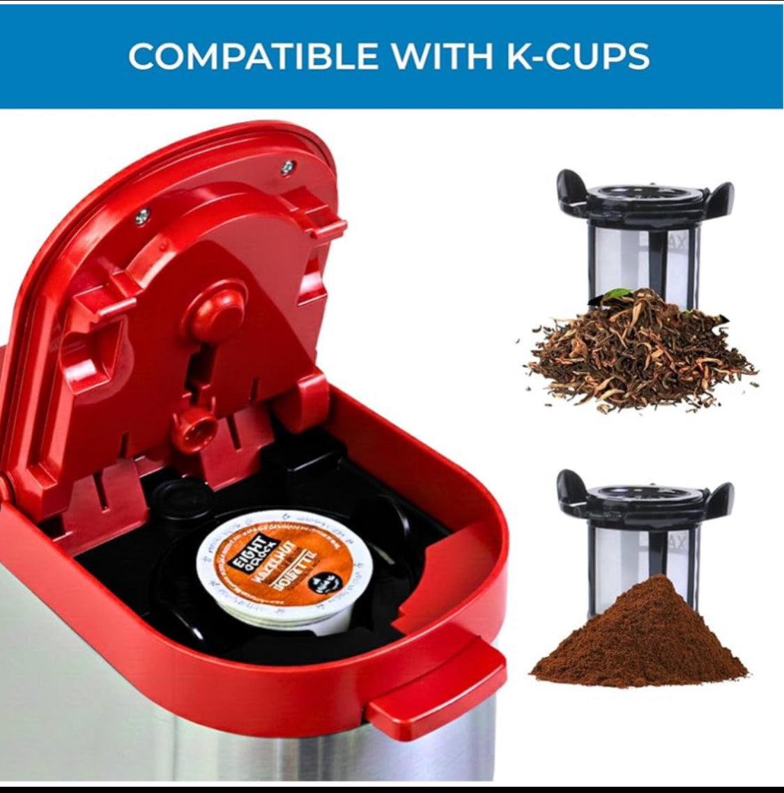 New Kenmore Single Serve Coffee Maker One Cup Brewer W/ 6–12 Oz Brew Sizes, Red