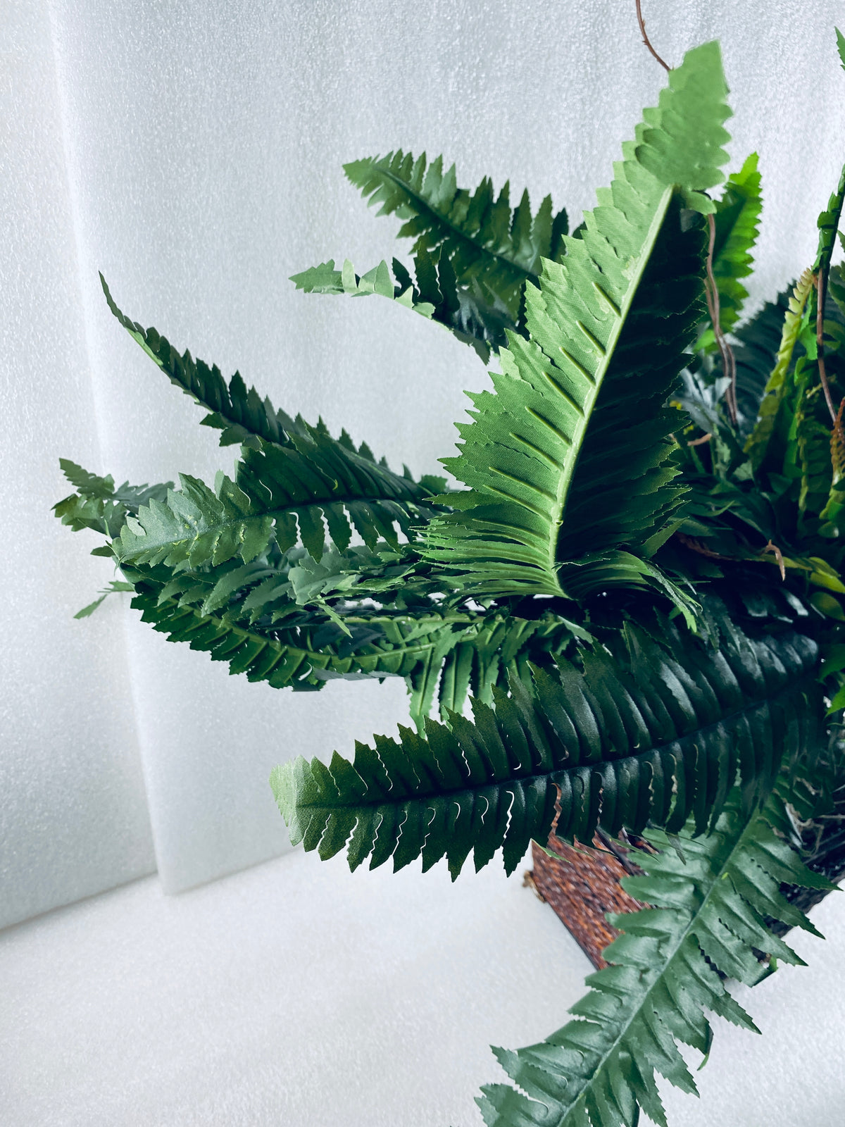 New Open Box Nearly Natural 23in Artificial Boston Fern With Wicker Basket