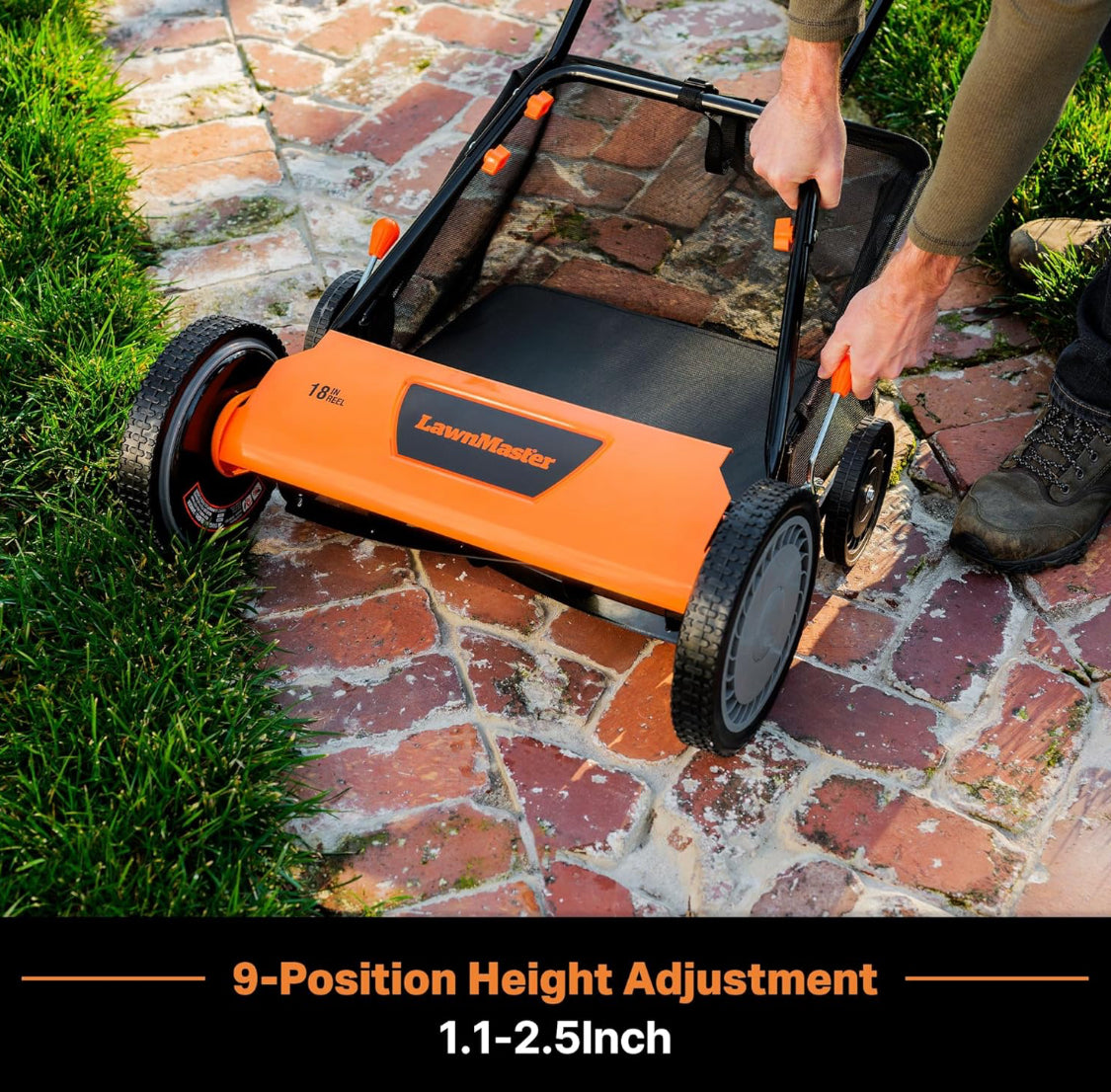 New Other LawnMaster 18 Inch 5-Blade Manual Push Reel Lawn Mower, Black/Orange