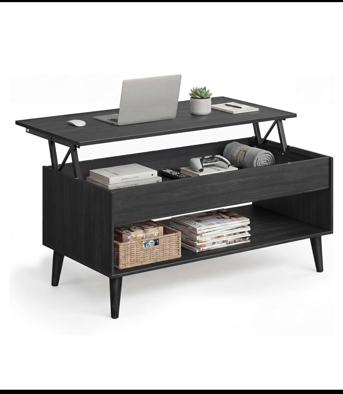 New Open Box VASAGLE Lift Top Coffee Table With Hidden Storage, Charcoal Gray