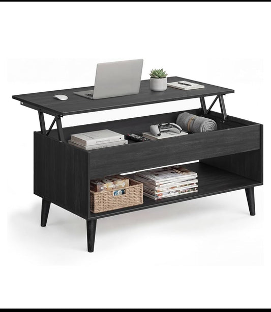 New Open Box VASAGLE Lift Top Coffee Table With Hidden Storage, Charcoal Gray