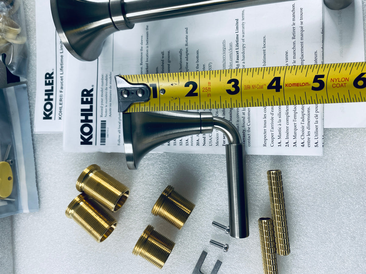New Other Kohler Tone Wall-Mount Bathroom Sink Faucet Set With Two Lever Handles