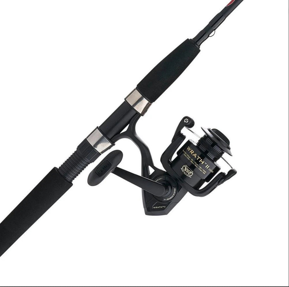 New Other PENN Wrath II 8' 2Pc Medium Heavy Spinning Reel Combo, Black