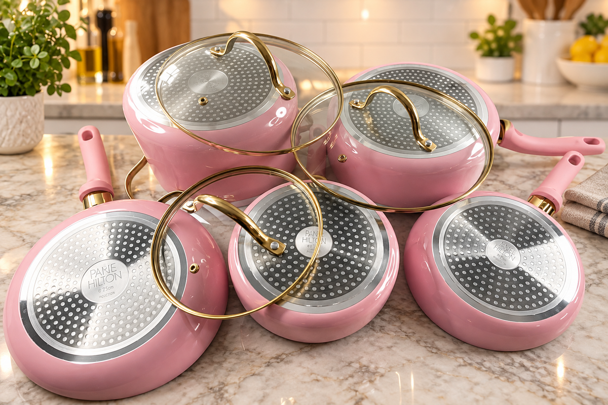 New Other Paris Hilton 12-Pc Pink Epic Nonstick Pots & Pans Cookware Set W/Lids