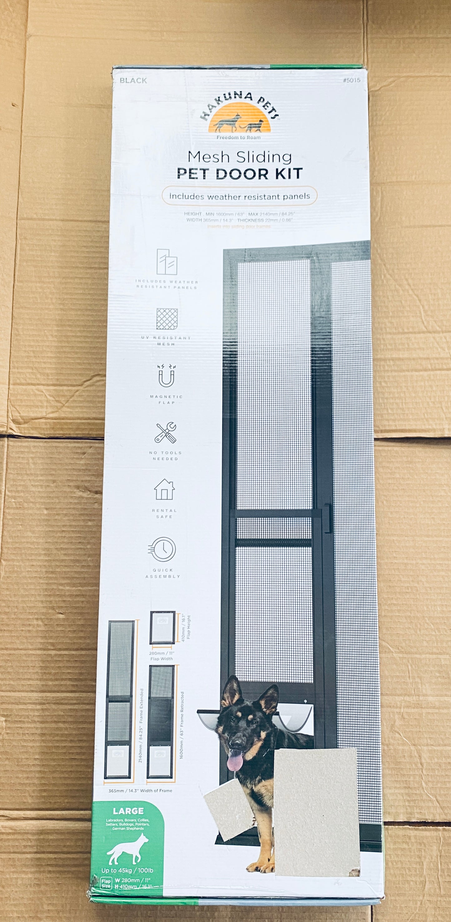 New Other Hakuna Pets Large Adjustable Patio Pet Door For Sliding Doors, Black
